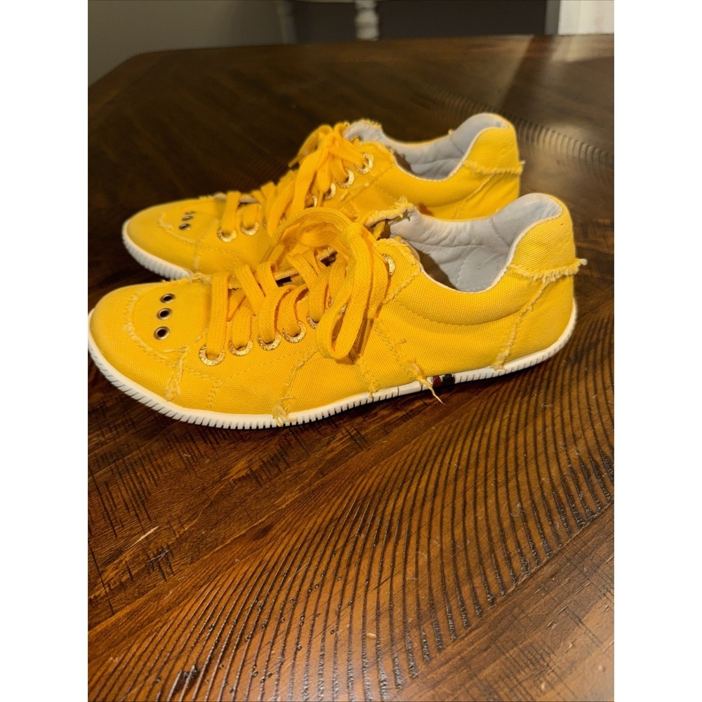 Osklen Riva Shoes Womens Size 7-7.5 US Yellow Canvas Lace-Up Sneakers